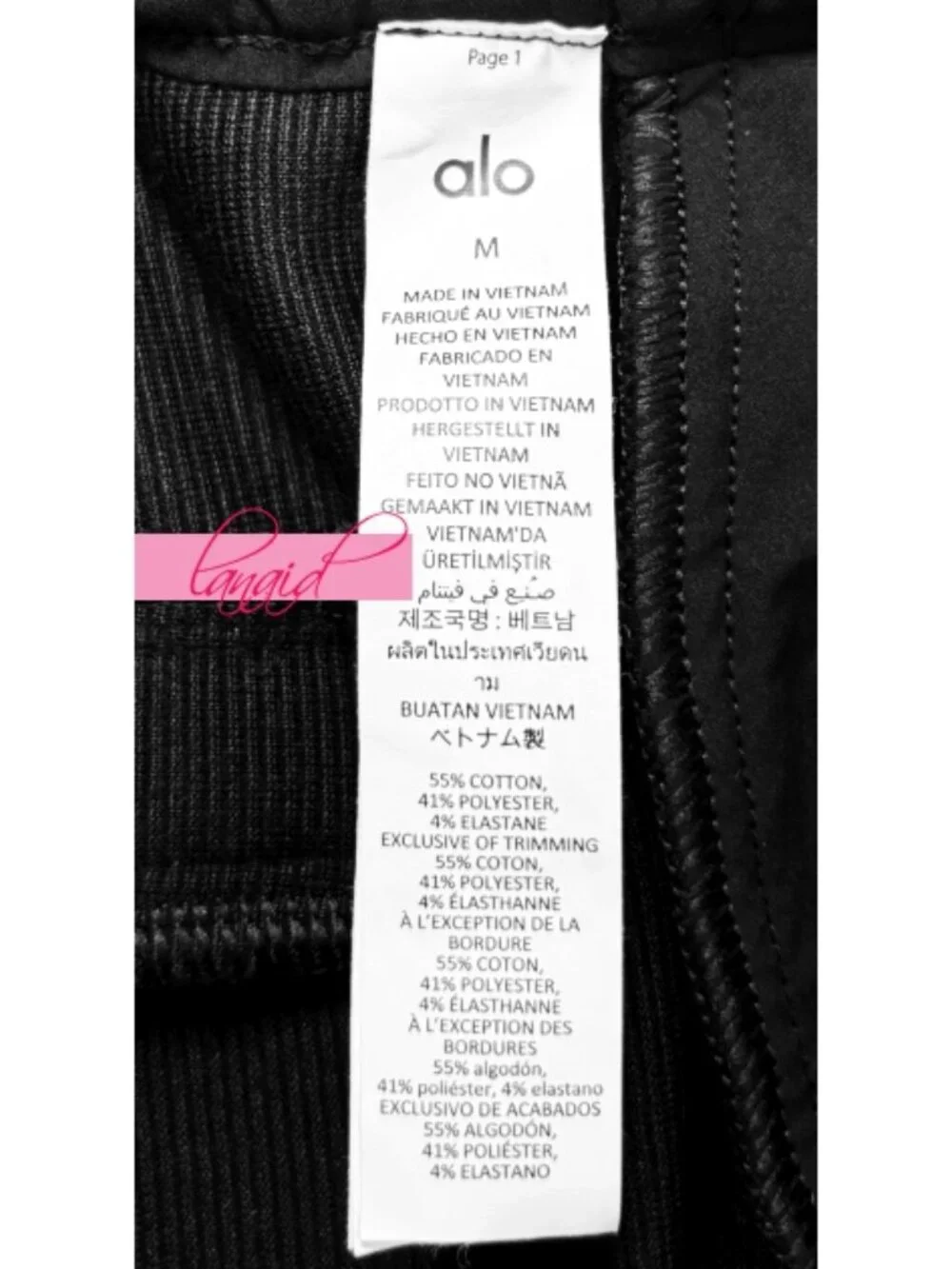 NEW Alo Micro Corduroy Dreamer Wide Leg Trousers Black High-Rise Waist Waisted M